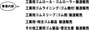 工業用ゴムロール・ゴムローラー製造販売、工業用ゴムライニング製造販売、工業用ゴムスリーブ製造販売、工業用特注ゴム製品製造販売